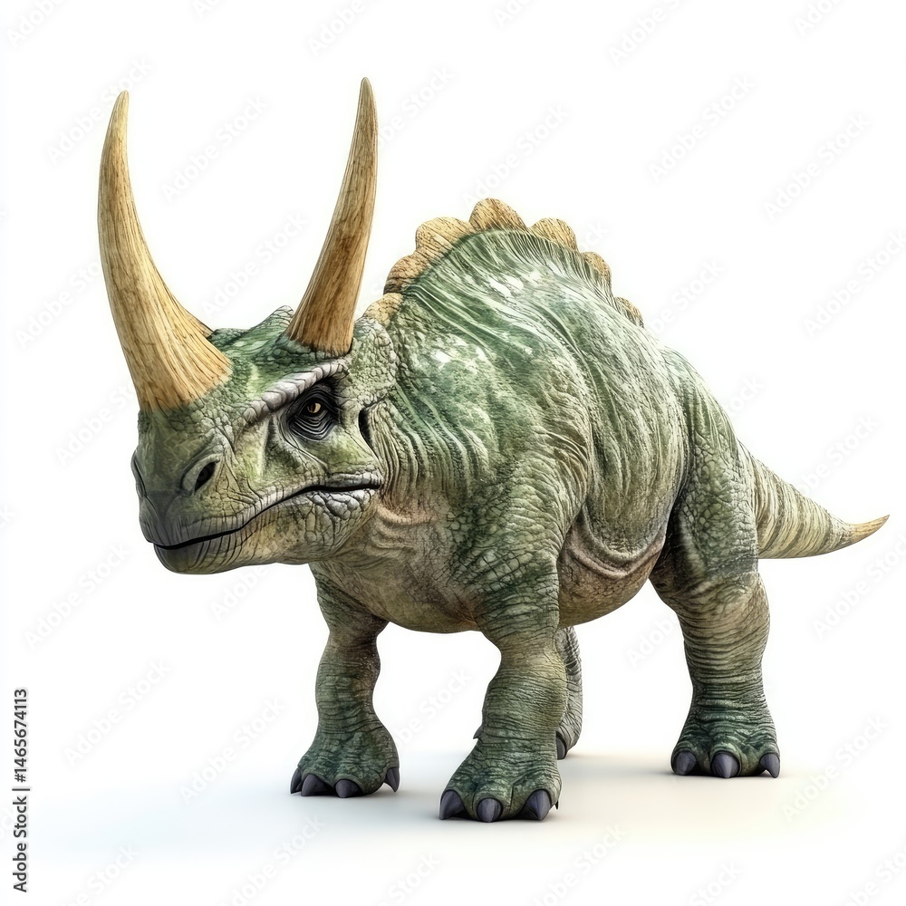 Naklejka premium Ancient prehistoric creature with impressive horns.