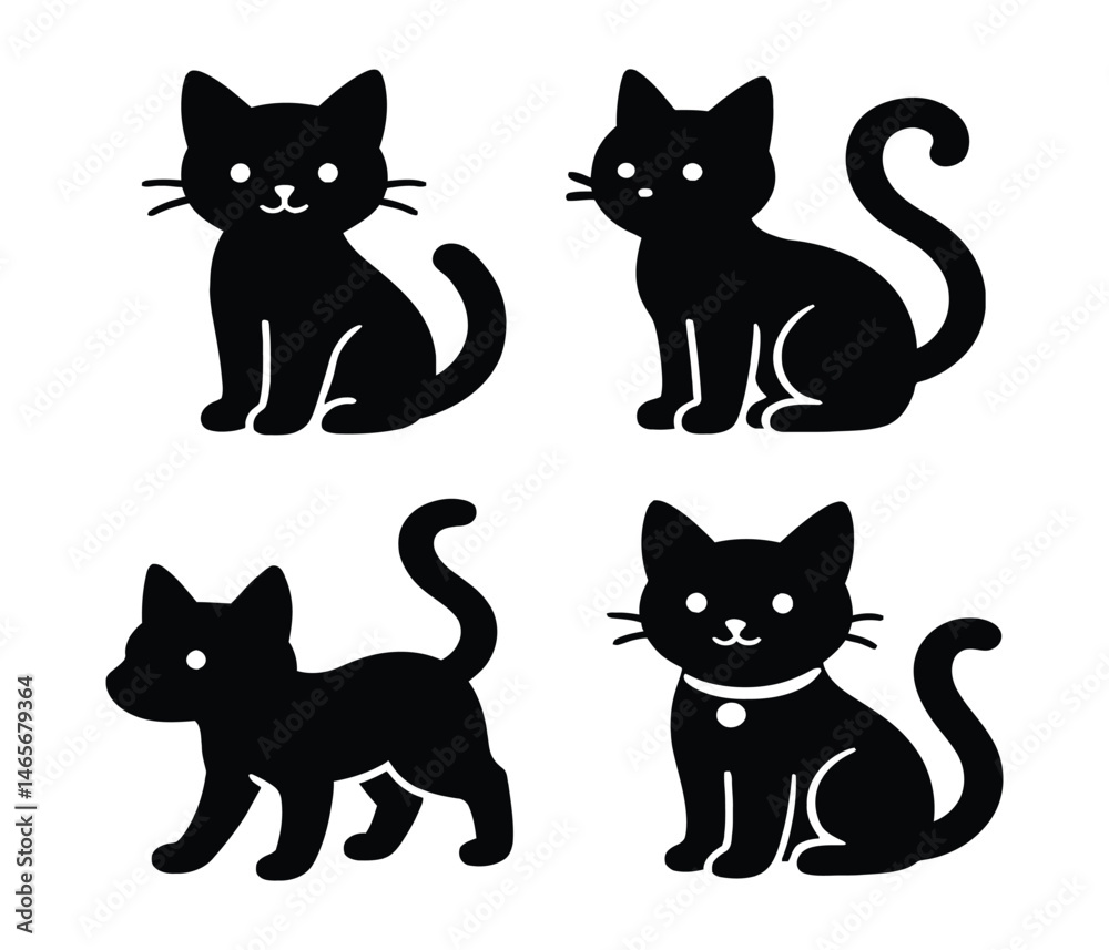Modern Cat Clipart Collection, Playful Puppy Figures, Vector Pet Designs Modern Cat Clipart Collection, Playful Puppy Figures, Vector Pet Designs
