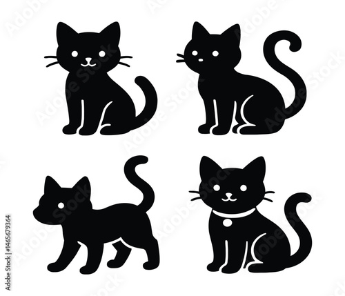 Modern Cat Clipart Collection, Playful Puppy Figures, Vector Pet Designs