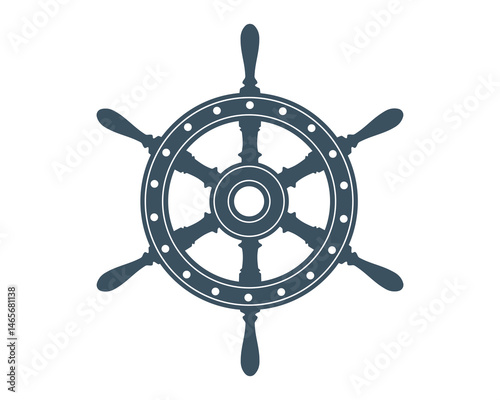 Nautical steering wheel vector illustration. Clean, minimalist design evoking adventure, guidance, and control. Ideal for themes relating to sailing or leadership.