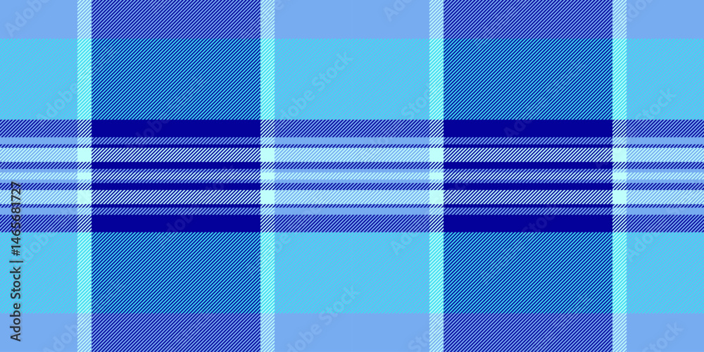 Obraz premium Vibrant blue plaid pattern. Perfect for textile designs, website backgrounds, or any project needing a fresh, clean aesthetic. This repeating texture offers a calming, geometric feel.
