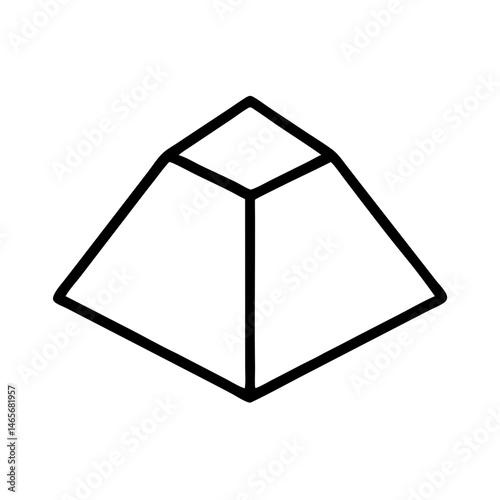 Isometric Truncated Hexagonal Pyramid Outline, icon, vector  