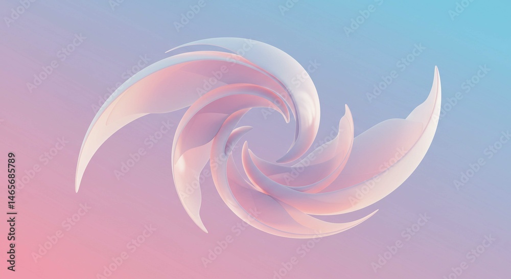 Obraz premium Abstract Swirling Pink and Blue 3D Render Fluid Organic Shapes Pastel Color Palette Design