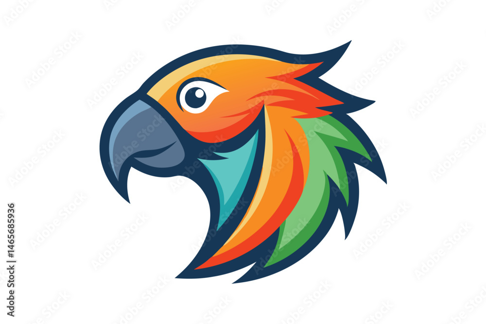 Obraz premium Colorful parrot bird profile showcases orange, red, green and blue feathers vividly