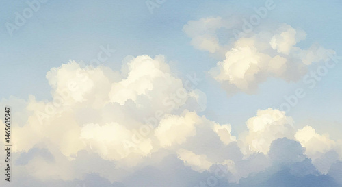 Minimalist impressionistic clouds filled with soft color hues and highlights