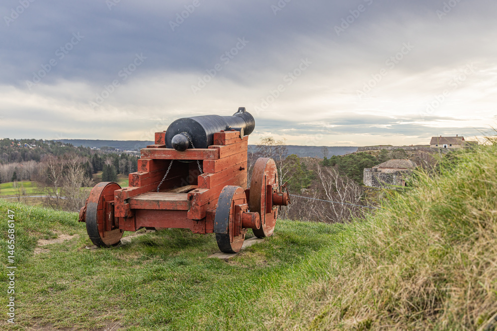 Cannon overlooking the country side near Halden from Fredriksten Fortress.