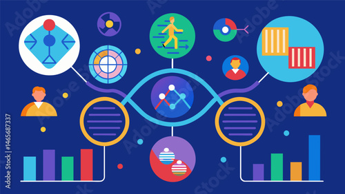A dynamic infographic depicting the genetic variations and mutations present in a populations gene pool.. Vector illustration