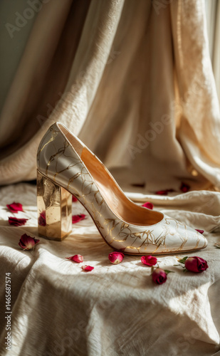Bridal shoes on the table