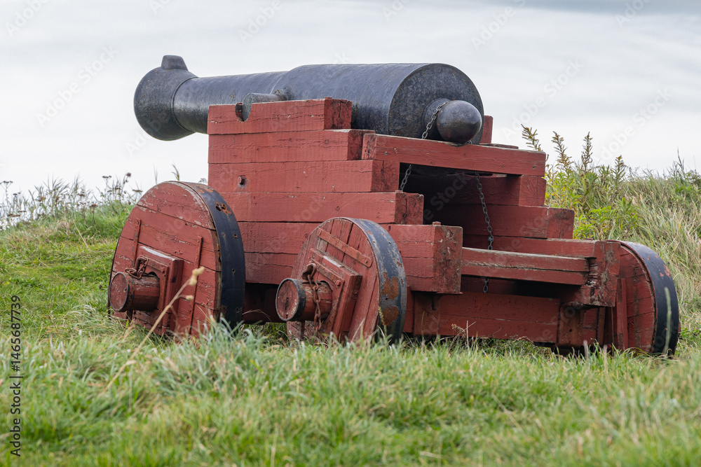 Antique cannon at the historic Fredriksten Fortress.
