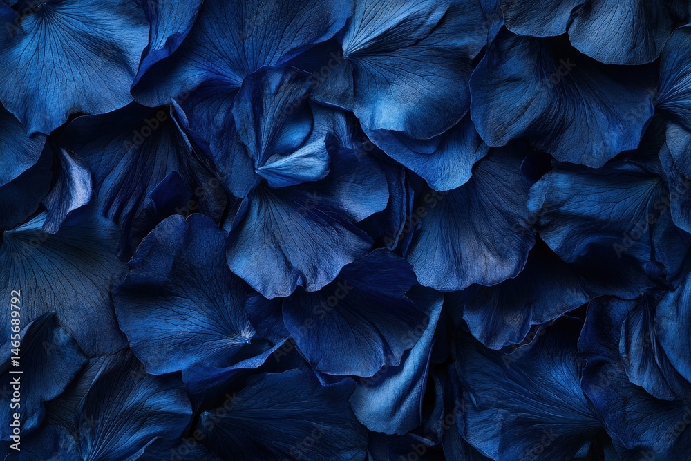Close-up view of a rich tapestry of deep blue flower petals. Close-up view of a rich tapestry of deep blue flower petals.