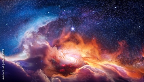 galaxy with colorful nebula shiny stars and heavy space dust clouds backround deep space generative ai
