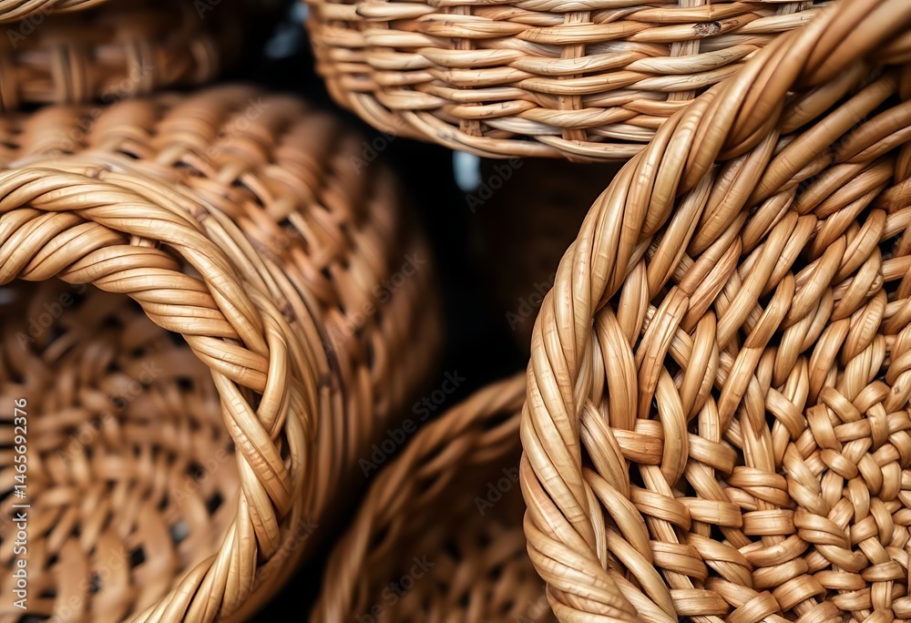 Obraz premium pile of wicker baskets sitting next to each other