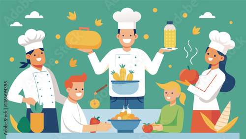 A cooking competition challenging local chefs to create the most innovative and delicious cornbased dishes.. Vector illustration