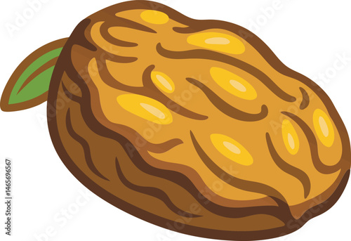 A detailed raisin fruit vector art illustration featuring realistic textures, rich colors, and organic shapes, perfect for food and nature designs.