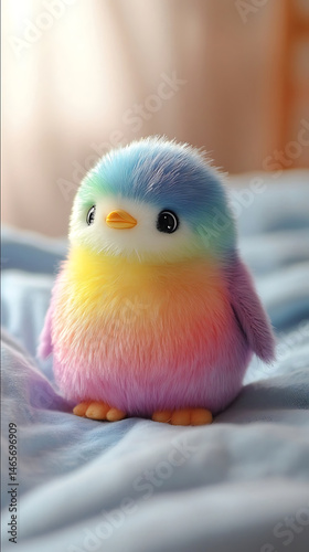 Wallpaper Mural the smallest of the rainbowcolored penguin fur with rainbow colors rainbow colors on the bed four feet up soft and delicate body fur fine and real chubby cute prett Torontodigital.ca