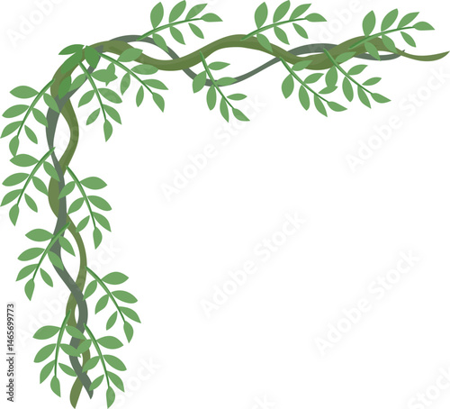 Botanical cascading leaves decorative cartoon leaf corner vector illustration