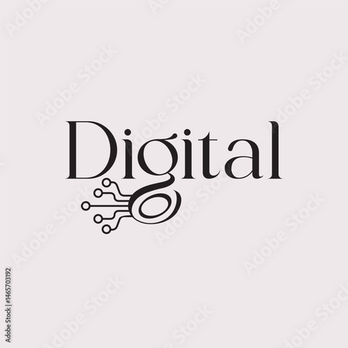 Digital logo design, describe clean and innovation symbolizing technology and connectivity on a white gray background.