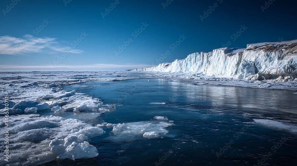 Fototapeta premium 壮大な氷壁と海氷が織りなす極地の絶景