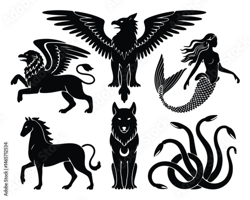 Collection of Mythical Creatures Silhouettes