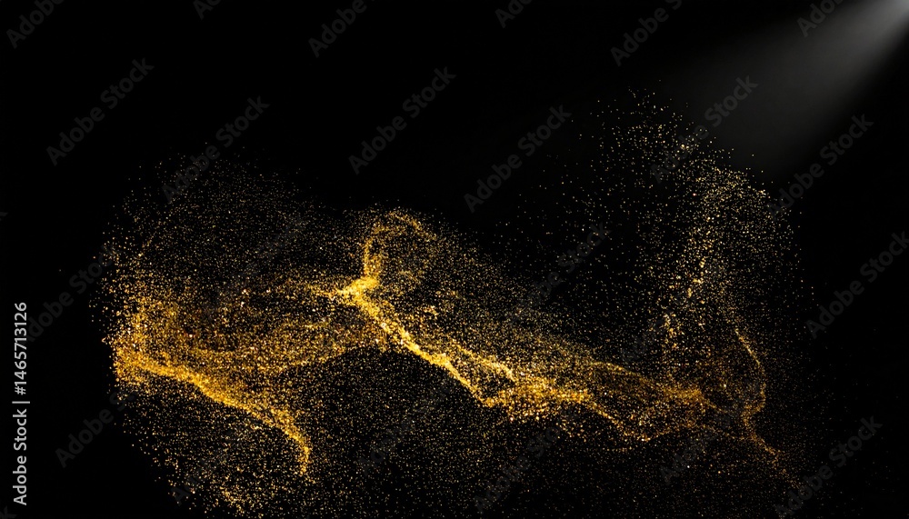 Fototapeta premium Golden Dust Particles Abstract Art Dynamic Motion and Light