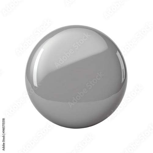 Shiny silver sphere on transparent background.