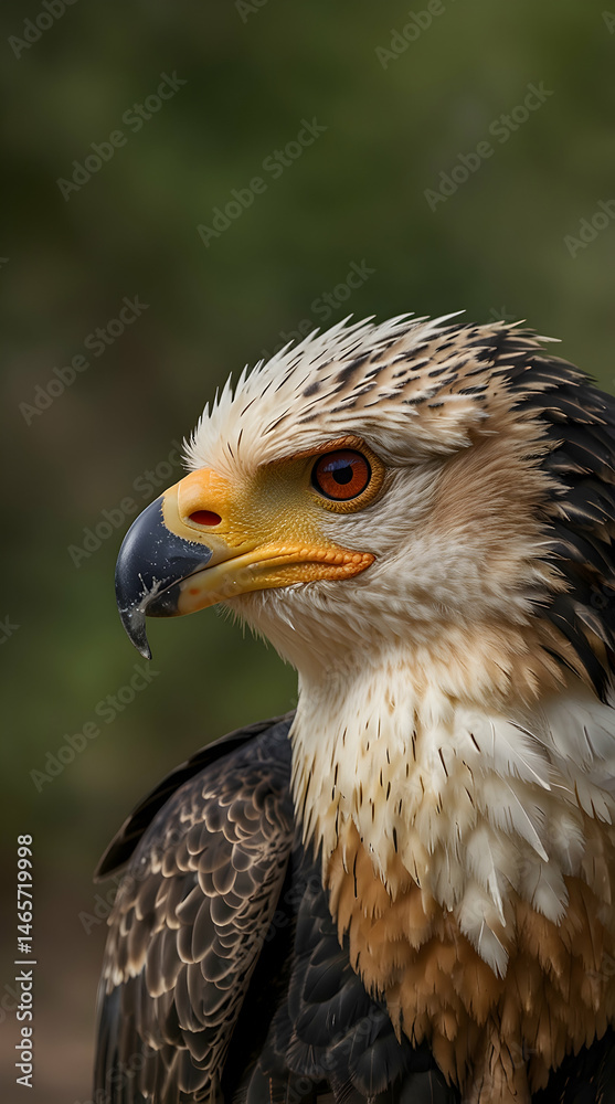 Obraz premium Crested Caracara with Piercing Dark Eyes and Sharp Features