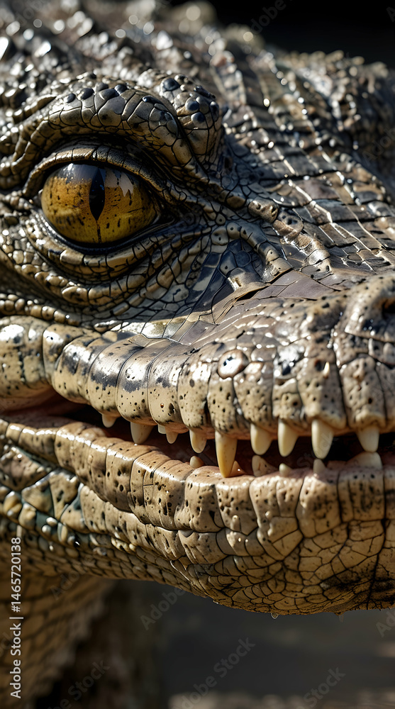 Obraz premium Nile Crocodile with Deep Creases and Powerful Presence