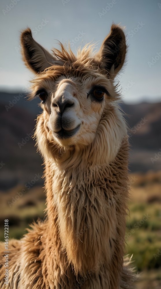 Obraz premium Wool-Rich Llama with Alert Posture