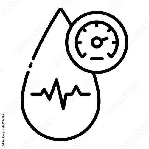 blood pressure icon showing heartbeat and monitor