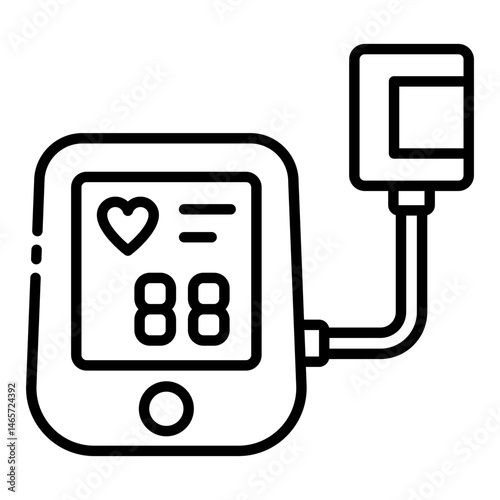 blood monitor icon measuring pressure and heartbeat