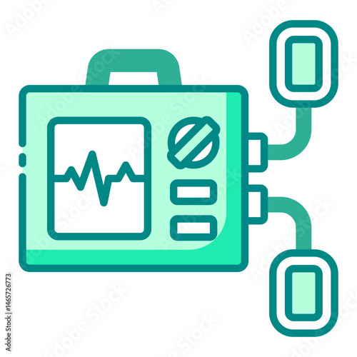defibrillator device icon for heart emergency