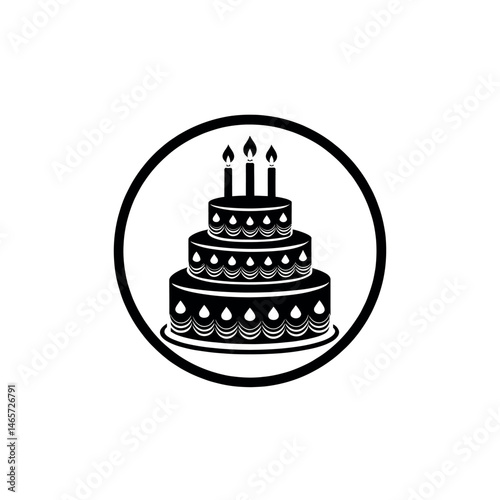 birthday cake silhouette logo vector line art logo design