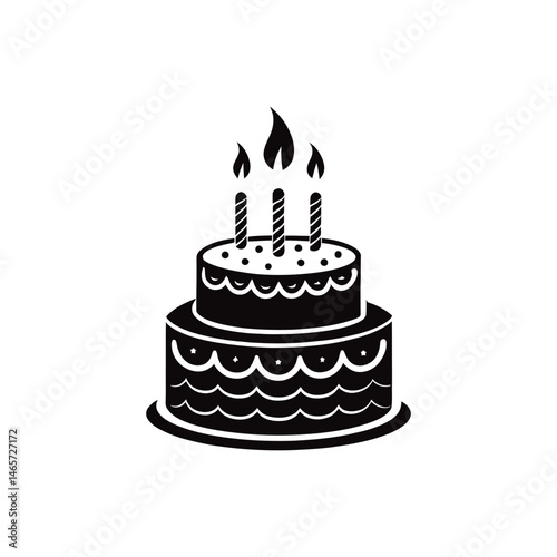 birthday cake silhouette logo vector line art logo design