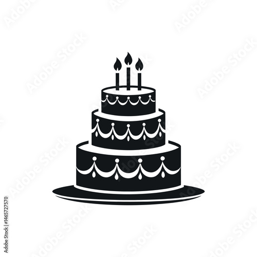 birthday cake silhouette logo vector line art logo design
