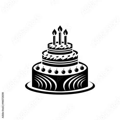 birthday cake silhouette logo vector line art logo design