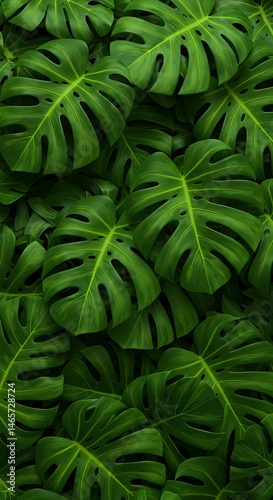 Lush Emerald Monstera Leaves: A Verdant Tapestry