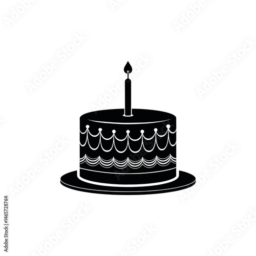birthday cake silhouette logo vector line art logo design