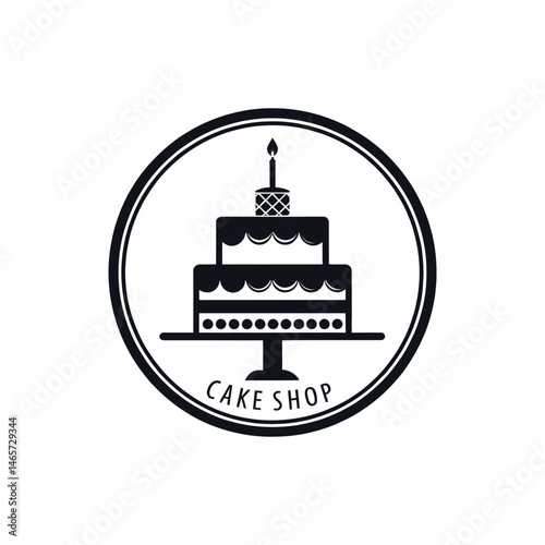 birthday cake silhouette logo vector line art logo design