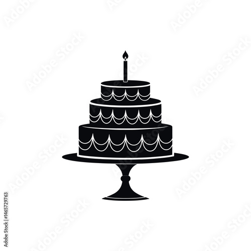 birthday cake silhouette logo vector line art logo design
