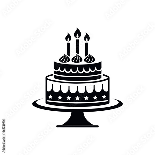 birthday cake silhouette logo vector line art logo design