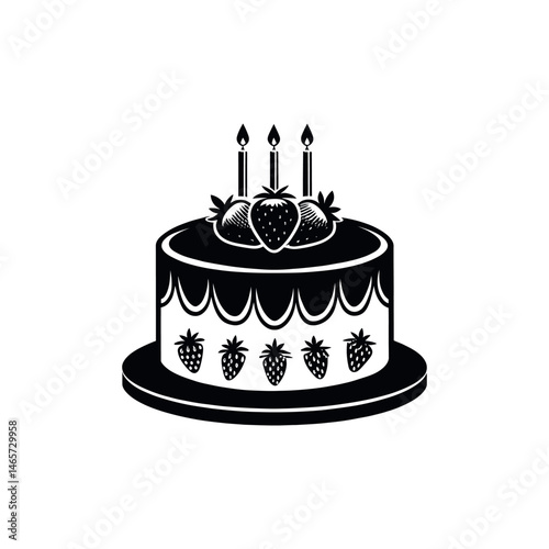 birthday cake silhouette logo vector line art logo design