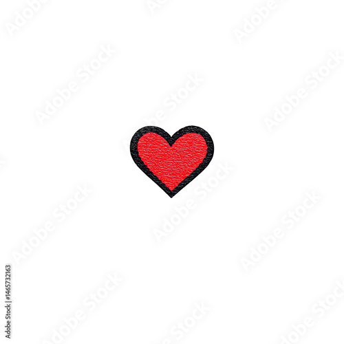 Small red heart with black outline is centered on plain transparency background, symbolizing love and affection. simple design conveys warmth and emotion