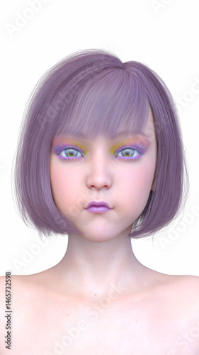 女性の顔アップ　3DCGレンダリング