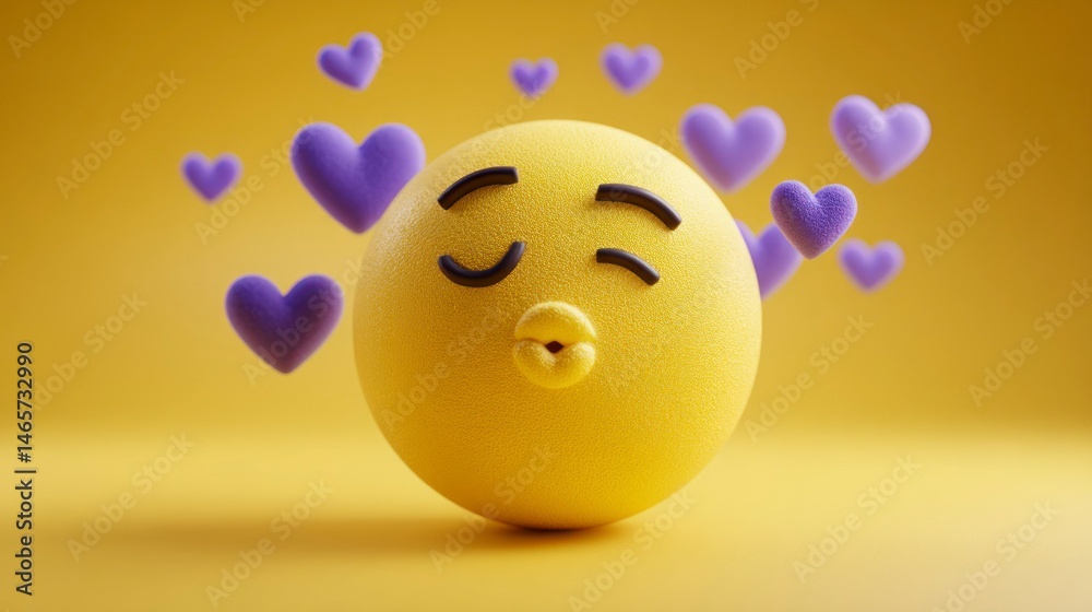 Fototapeta premium A cheerful emoji blowing a kiss surrounded by floating hearts perfect for love and affection t