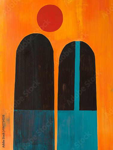 abstract art colorful, blue, rorange, turquoise