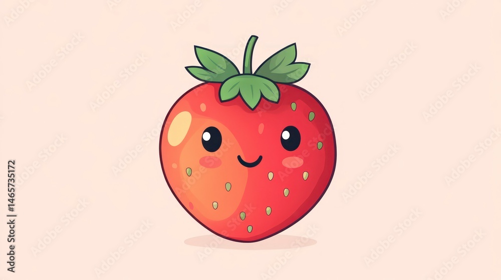Obraz premium A cheerful strawberry with a cute face perfect for food health and fun designs