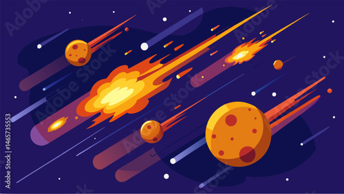 A data meteor shower with each meteor containing valuable information from a distant corner of the data universe.. Vector illustration