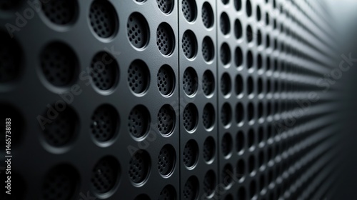 Metal panel with a repeating pattern of circles