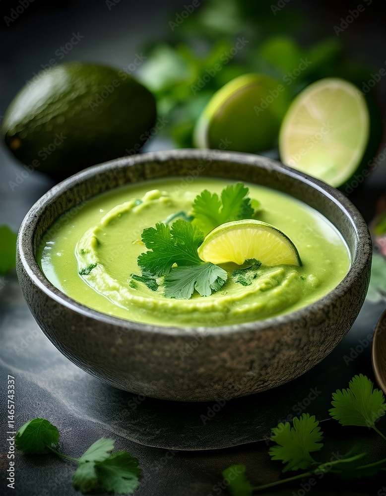 Kalte Avocadosuppe mit Limette und Koriander Kalte Avocadosuppe mit Limette und Koriander