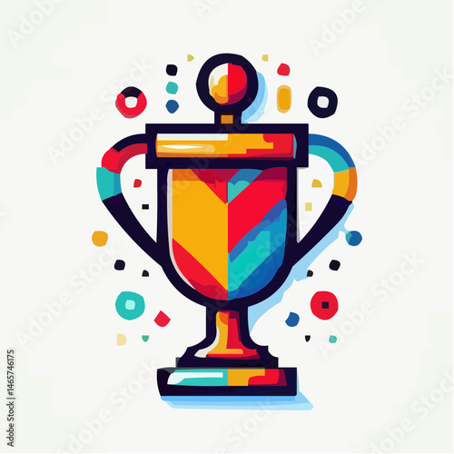 Colorful Trophy Icon Representing Achievement and Victory  